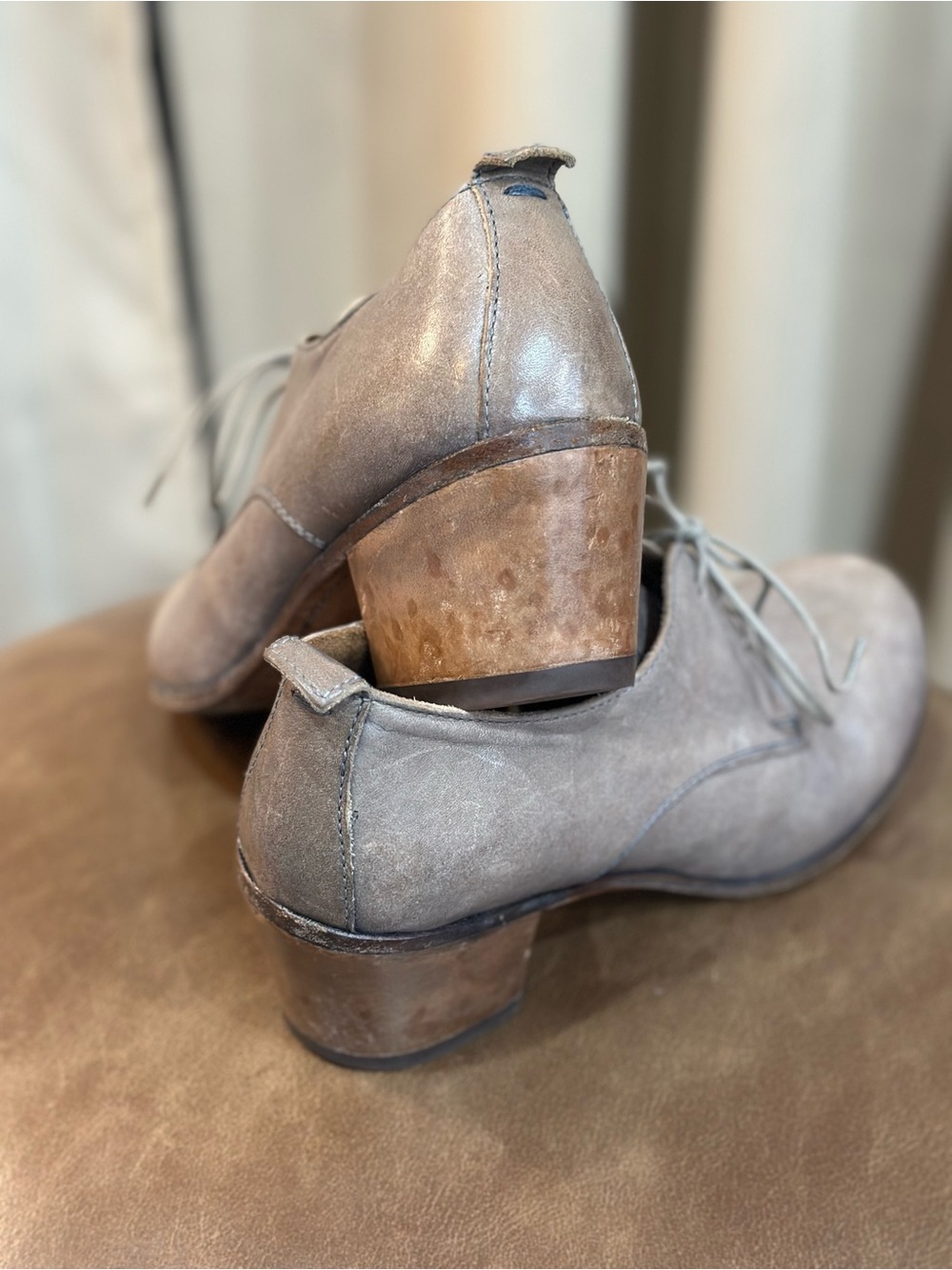 Moma Taupe Leather Derby Lace-Up Shoes size 38.5 (8-8.5) - Picture 5 of 10